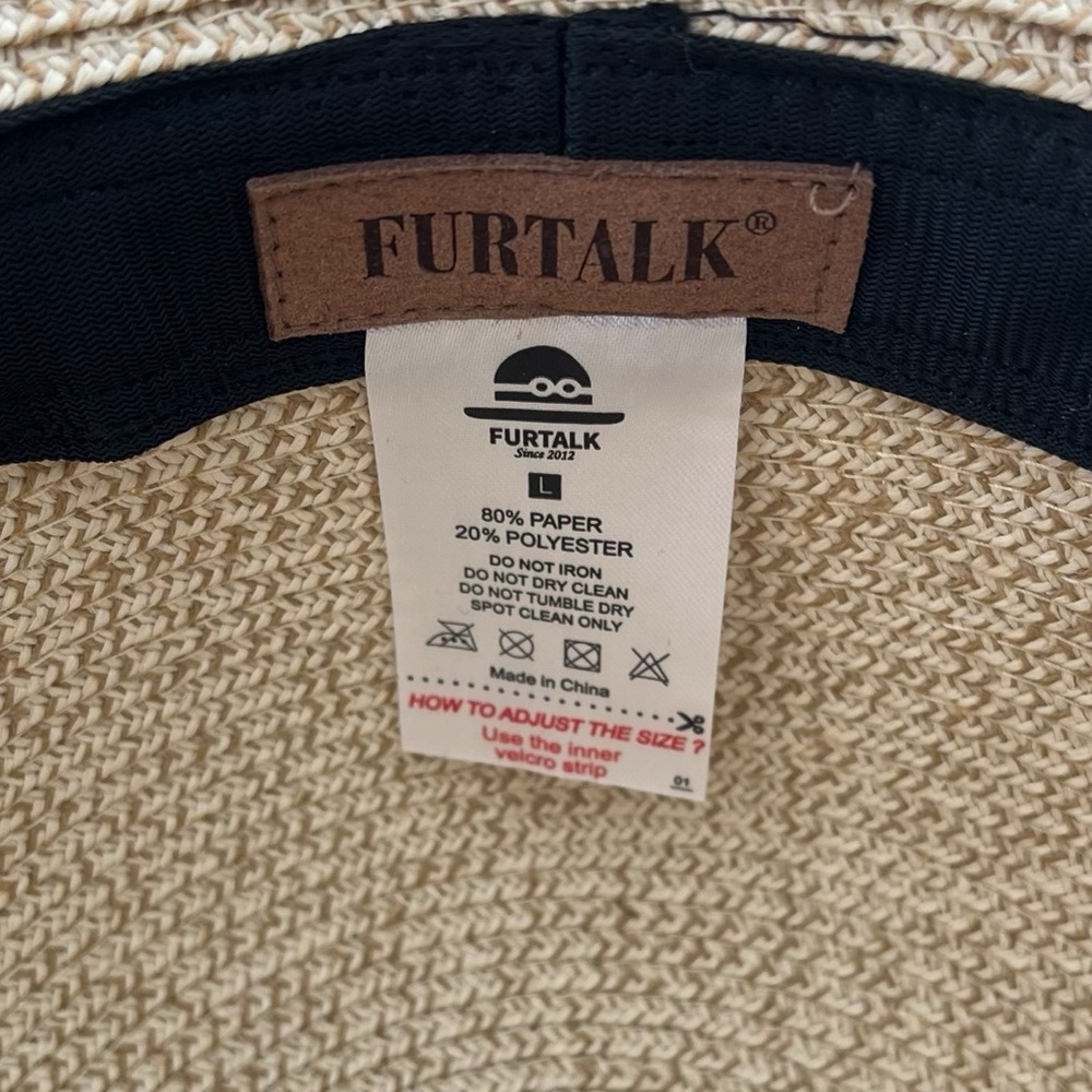 NWT Woven sunhat with ivory ribbon 3.5 inch brim size L - Picture 12 of 14